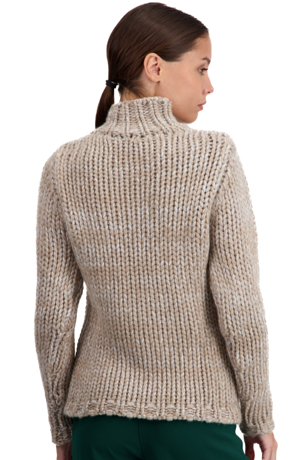 Cachemire pull femme col roule toxane natural brown natural ecru ciel xs
