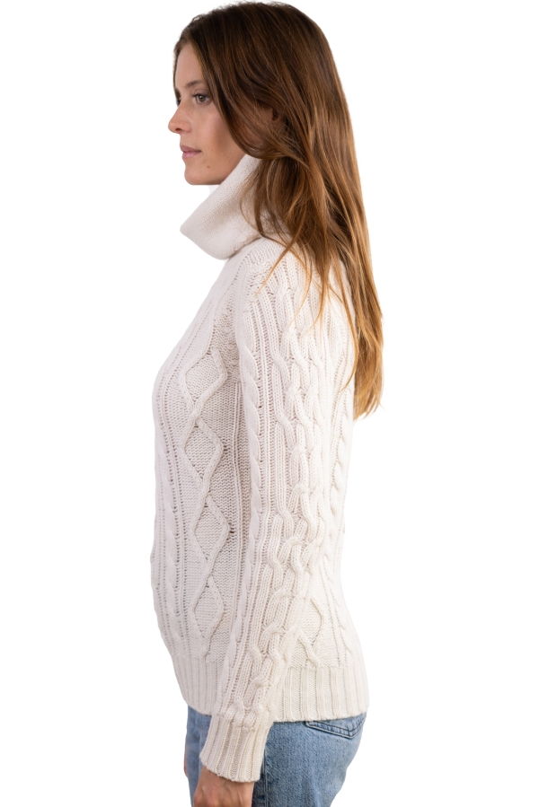 Cachemire pull femme col roule wynona blanc casse s