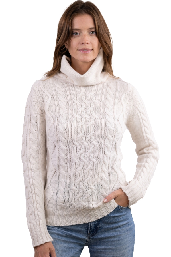 Cachemire pull femme col roule wynona blanc casse xs