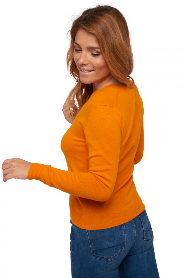 Cachemire pull femme col v tessa orange xs
