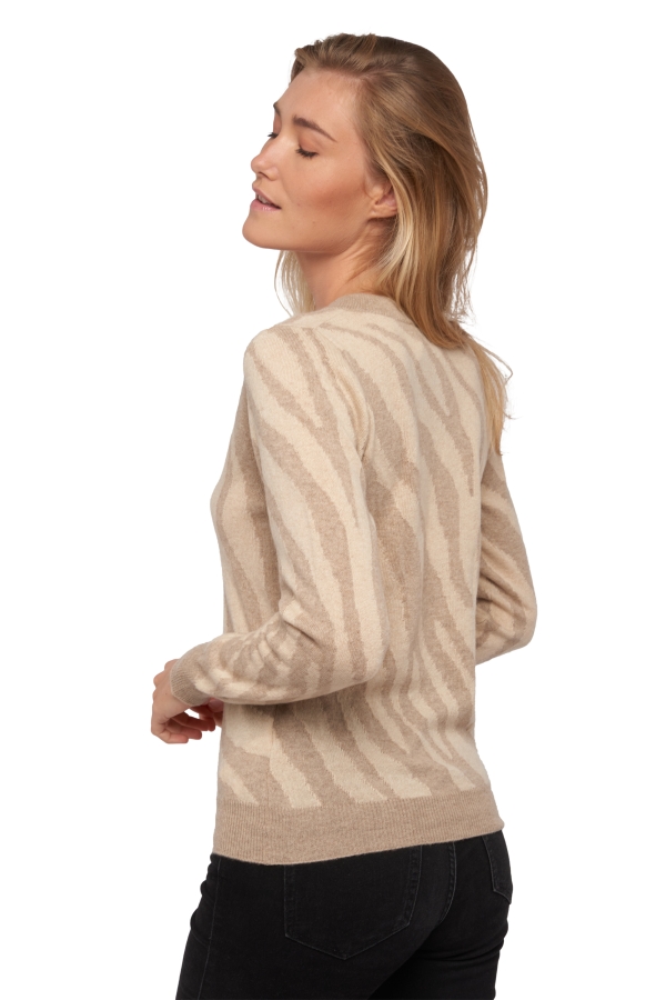 Cachemire pull femme col v winchester natural stone   natural beige s