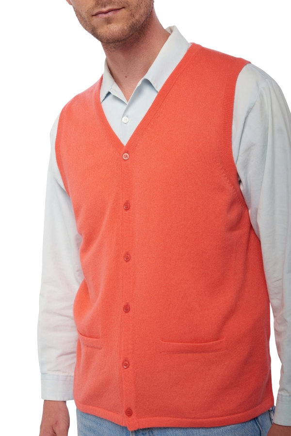 Cachemire pull homme basile corail lumineux l