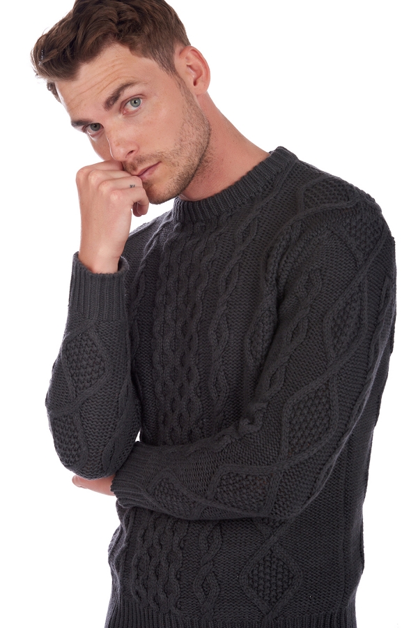 Cachemire pull homme col rond acharnes anthracite m
