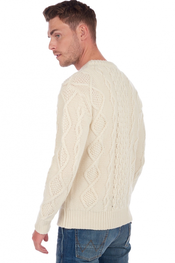 Cachemire pull homme col rond acharnes natural ecru s