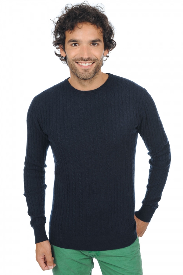 Cachemire pull homme col rond amir marine fonce m