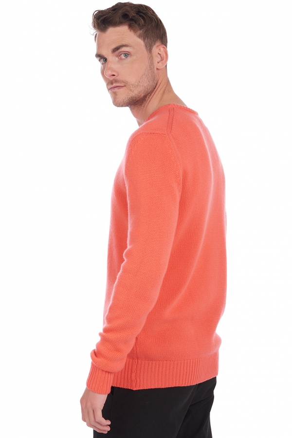 Cachemire pull homme col rond bilal corail lumineux xs