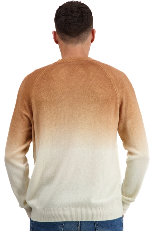 Cachemire pull homme col rond ticino natural ecru camel 3xl