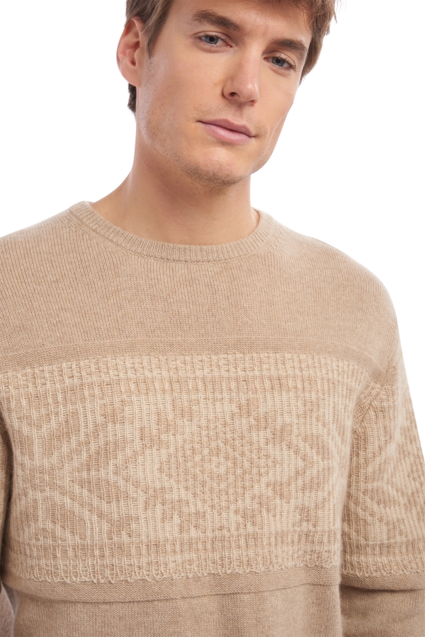 Cachemire pull homme col rond walker natural brown natural beige xl