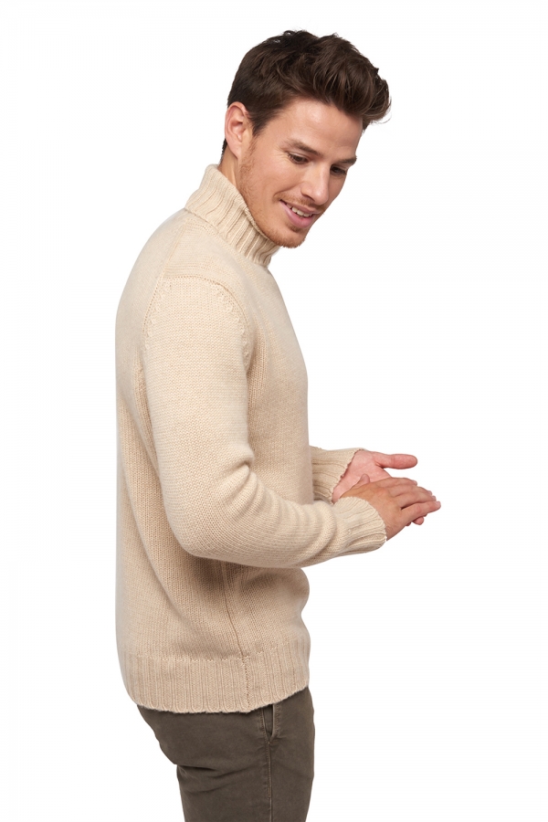Cachemire pull homme col roule achille natural beige 3xl