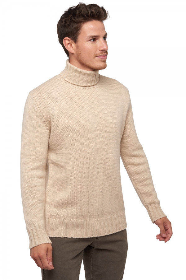 Cachemire pull homme col roule achille natural beige m