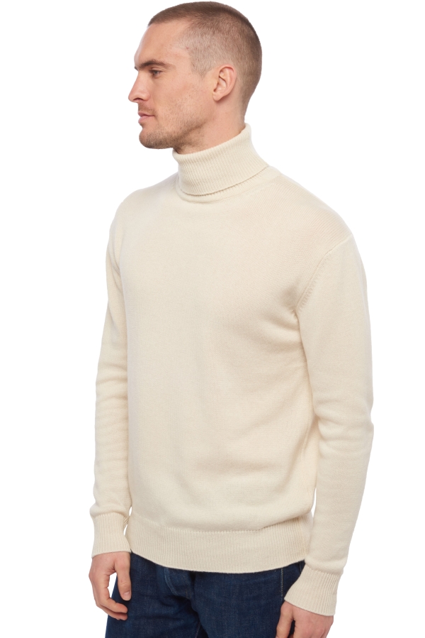 Cachemire pull homme col roule edgar 4f natural ecru s