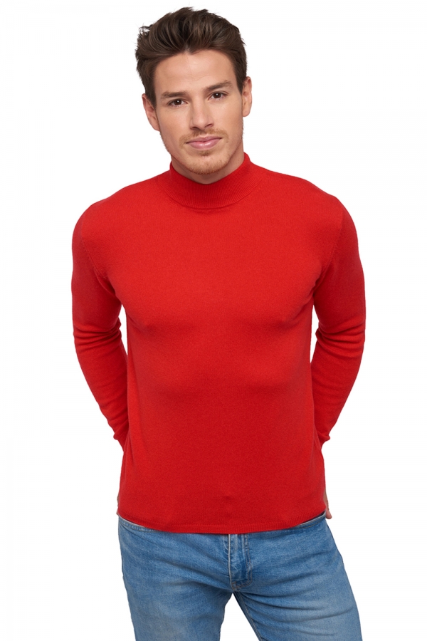 Cachemire pull homme col roule frederic rouge xs