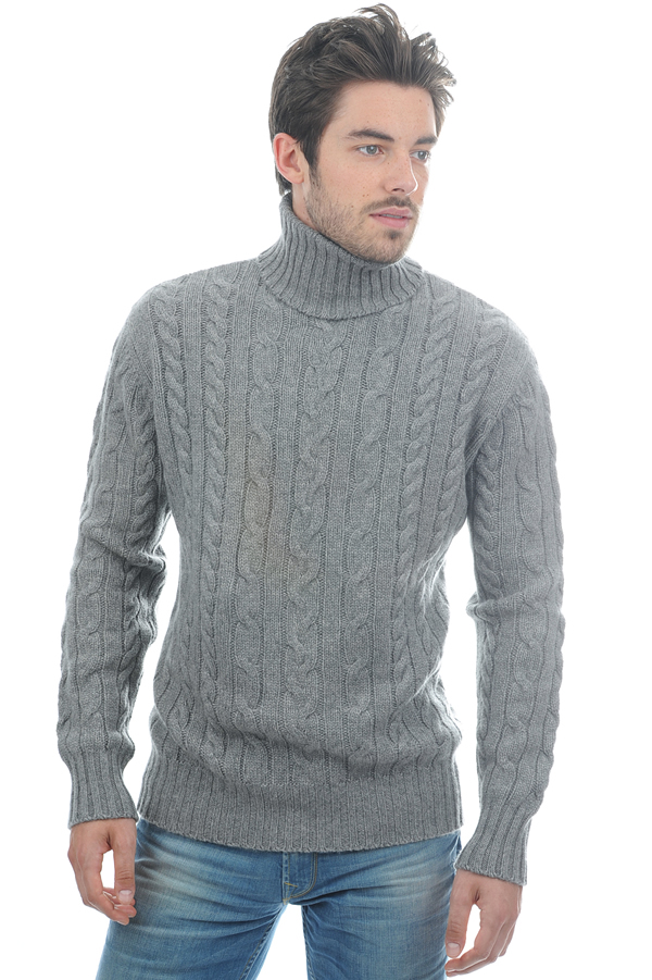 Cachemire pull homme col roule lucas gris chine s