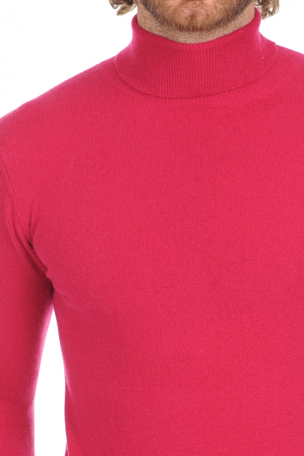 Cachemire pull homme col roule tarry first red fuschsia l