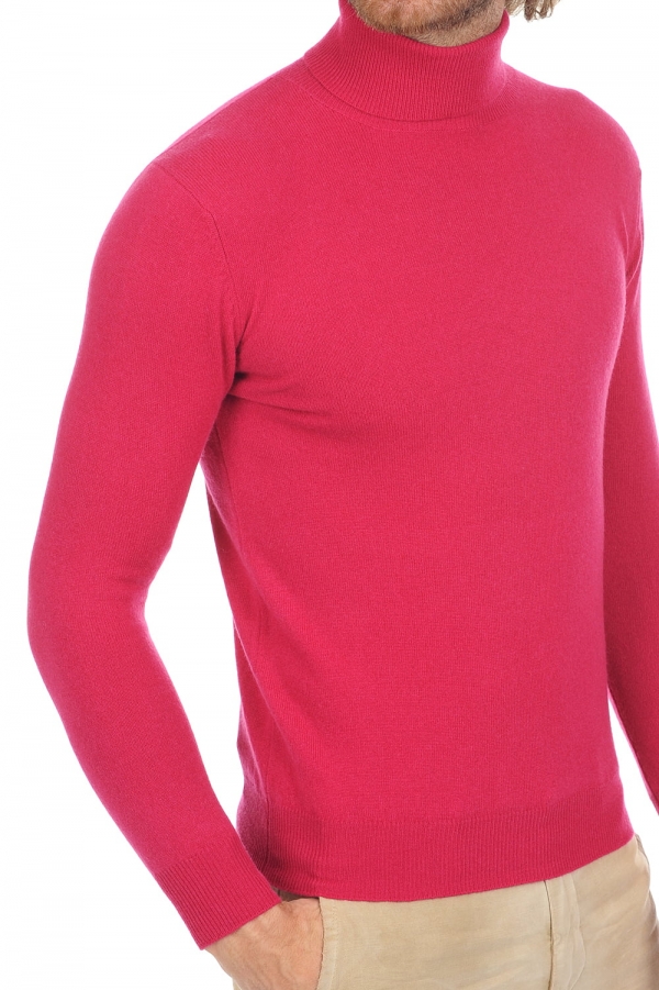Cachemire pull homme col roule tarry first red fuschsia l