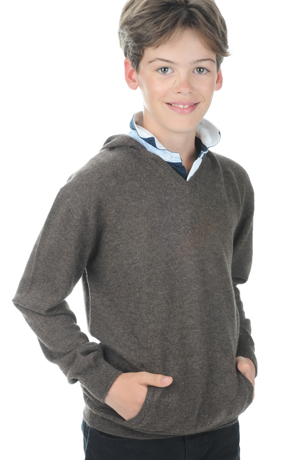 Cachemire pull homme col v cloclo boy marron chine 6 ans