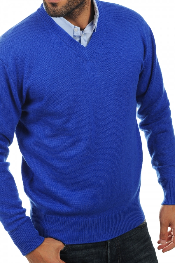 Cachemire pull homme col v hippolyte 4f bleu lapis 4xl
