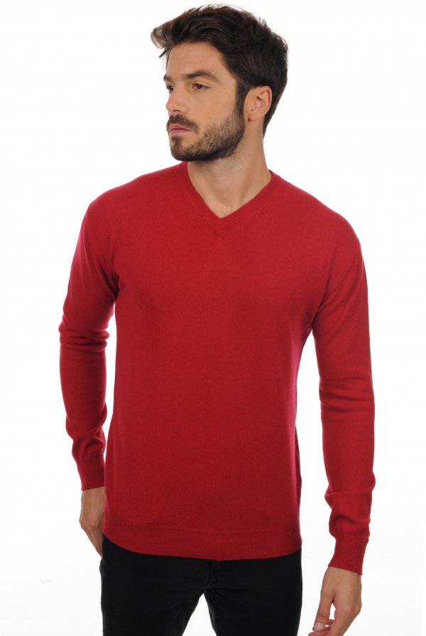Cachemire pull homme col v maddox rouge velours m