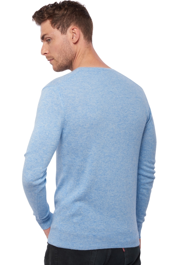 Cachemire pull homme col v tor first powder blue l