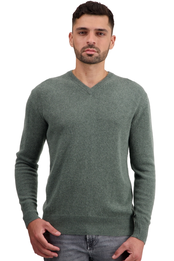 Cachemire pull homme col v tour first military green m