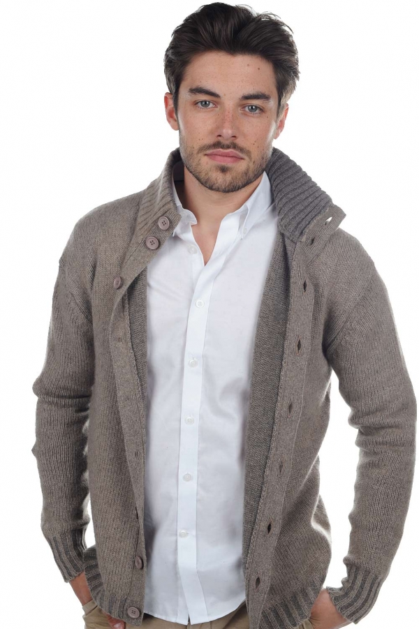 Cachemire pull homme epais jo natural brown marmotte chine l