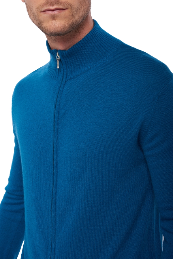 Cachemire pull homme zip capuche elton bleu canard 2xl