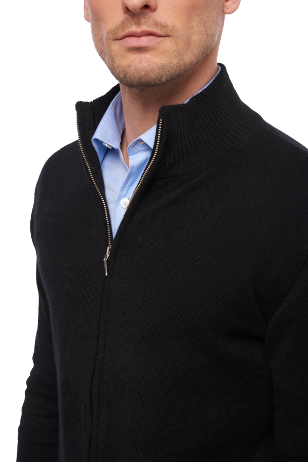 Cachemire pull homme zip capuche elton noir 2xl