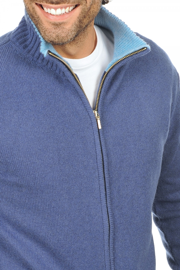 Cachemire pull homme zip capuche maxime bleu male bleu azur chine 3xl
