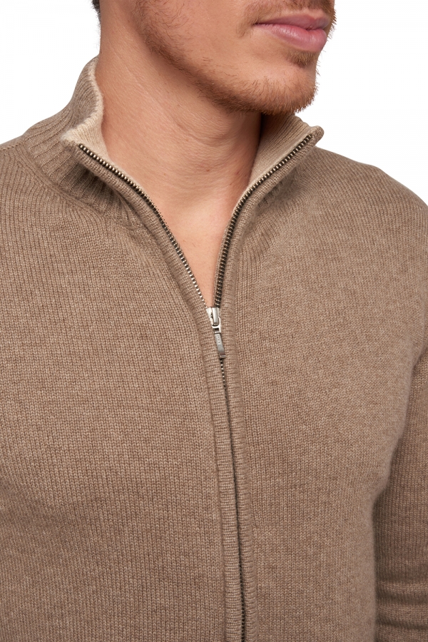 Cachemire pull homme zip capuche maxime natural brown natural beige l