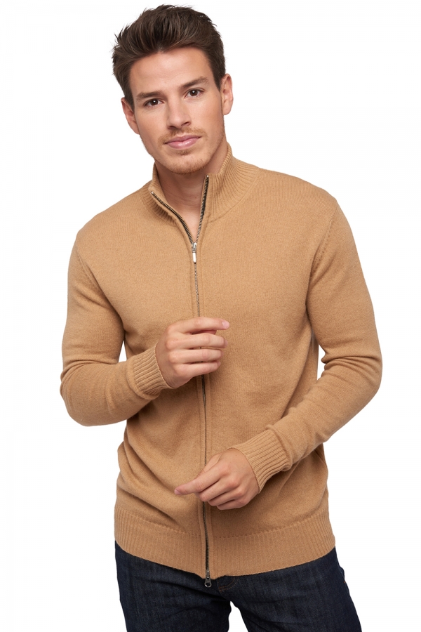 Cachemire pull homme zip capuche thobias first camel xl