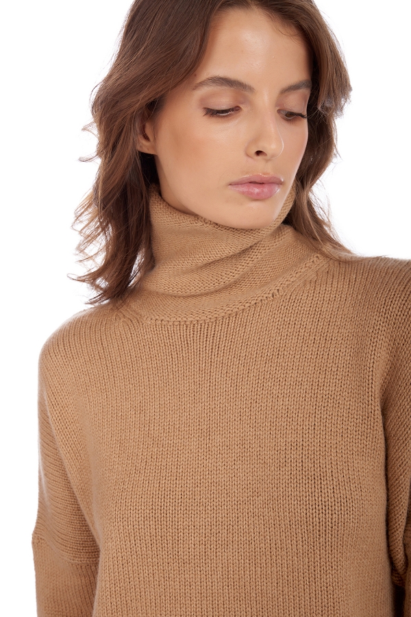 Chameau pull femme col roule agra camel naturel xs