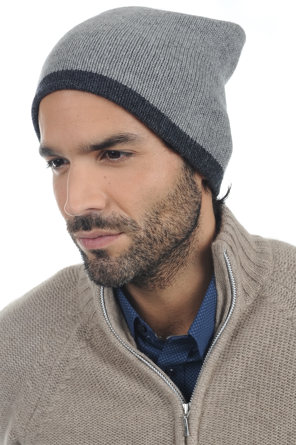 Cachemire accessoires bonnets aiden anthracite chine gris chine 26 x 23 cm
