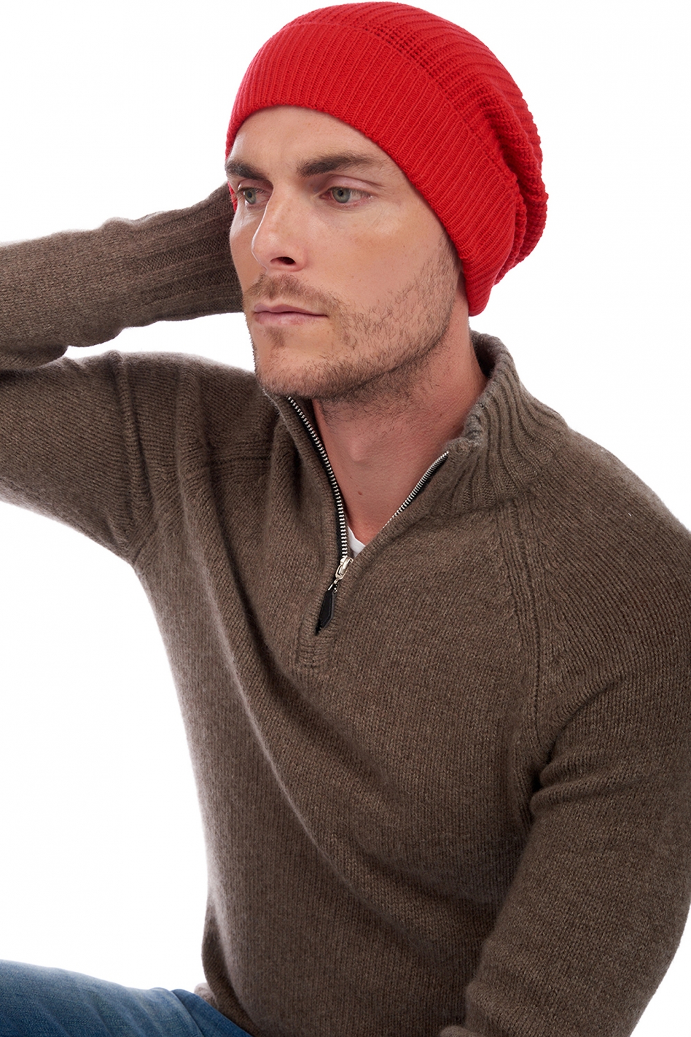 Cachemire accessoires bonnets anshan rouge 24 x 22 cm