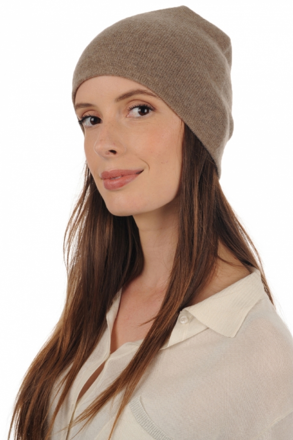 Cachemire accessoires bonnets bloup natural brown bleu canard 24 x 23 cm