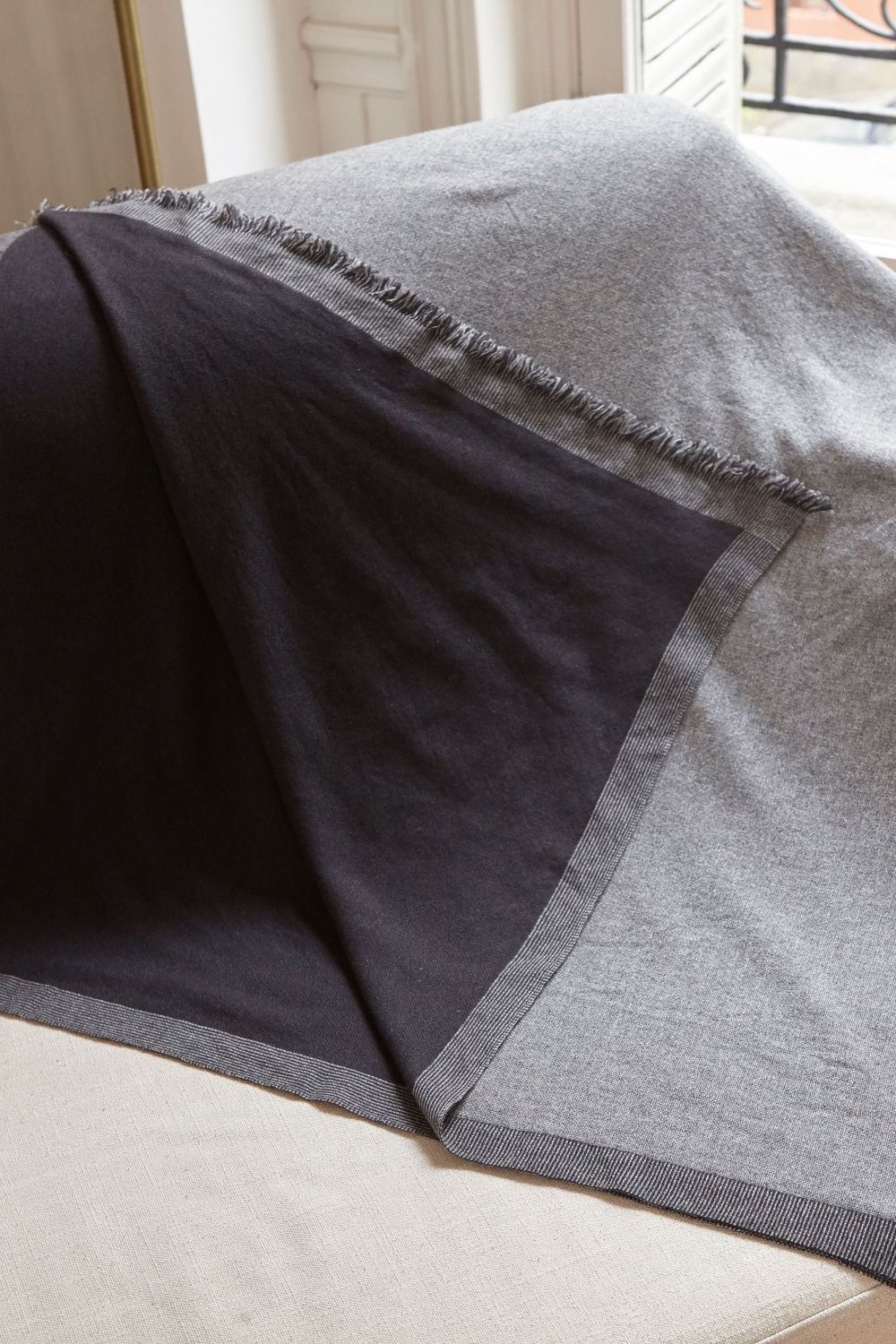 Cachemire accessoires couvertures plaids fougere 130 x 190 gris chine anthracite 130 x 190 cm