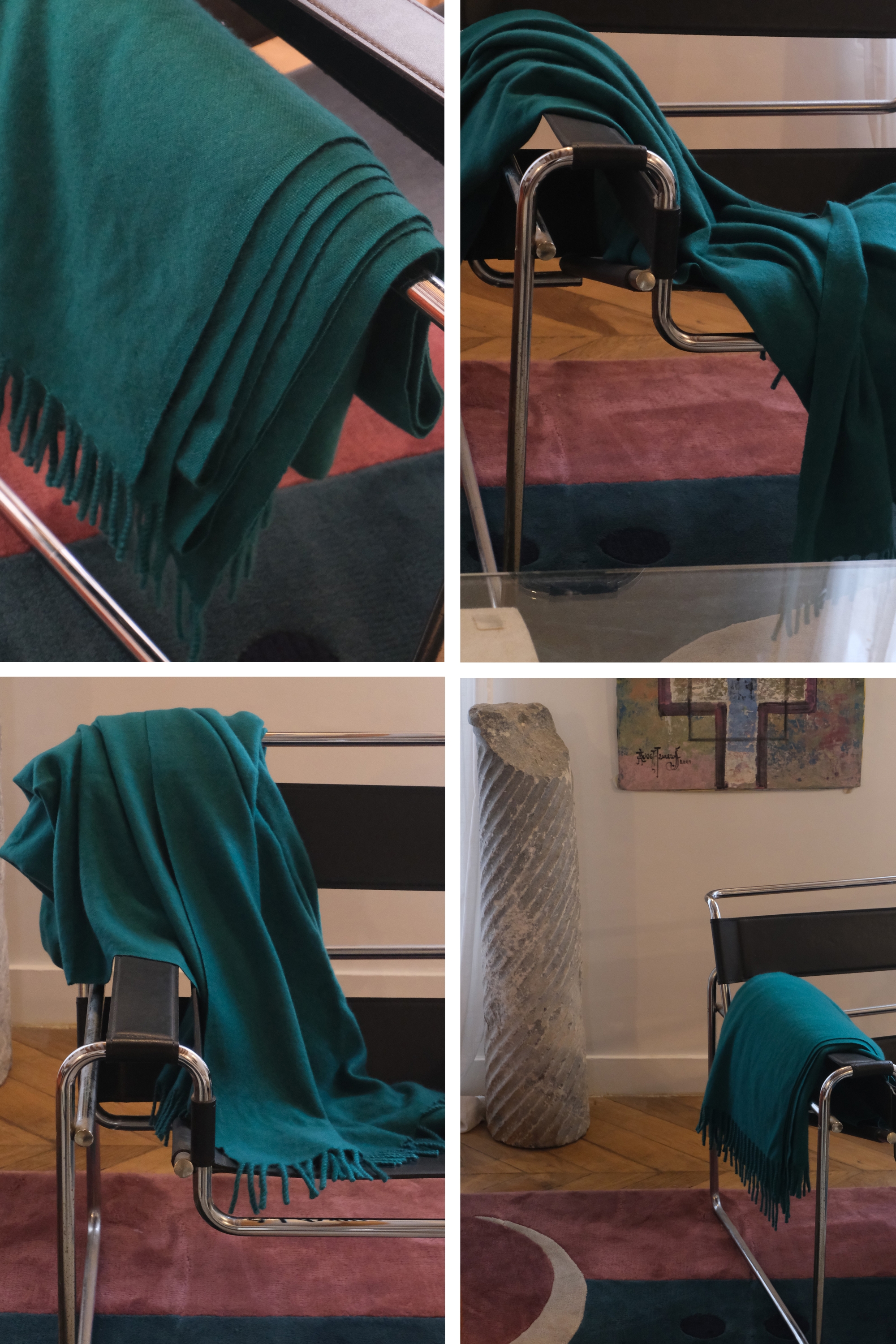 Cachemire accessoires couvertures plaids frisbi 147 x 203 vert foret 147 x 203 cm