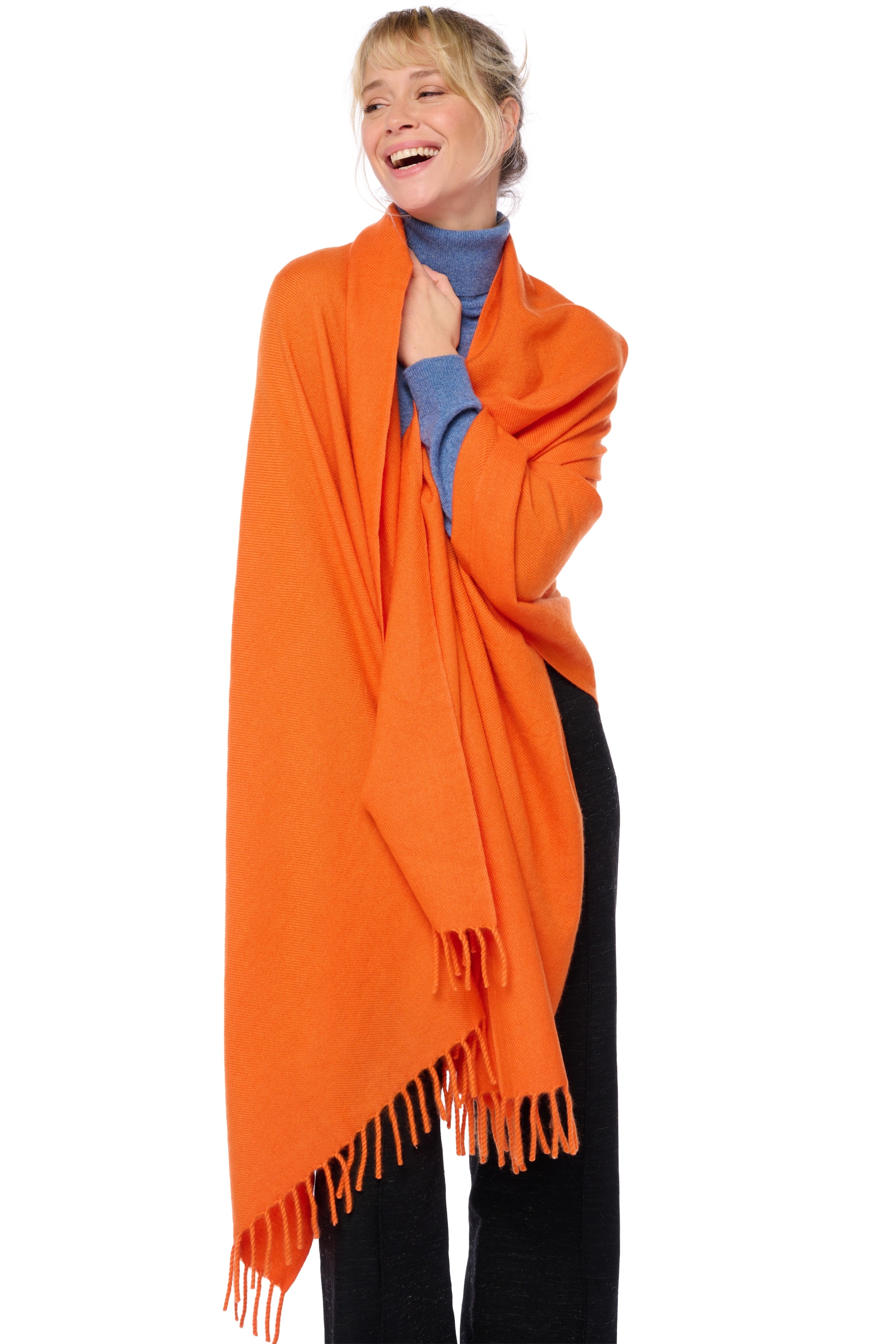 Cachemire accessoires echarpes cheches niry orange 200x90cm