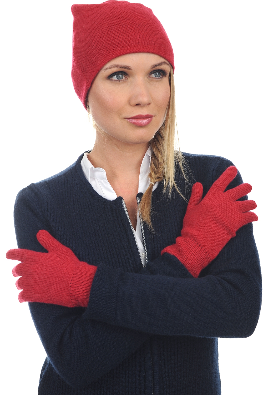 Cachemire accessoires gants manine rouge velours 22 x 13 cm