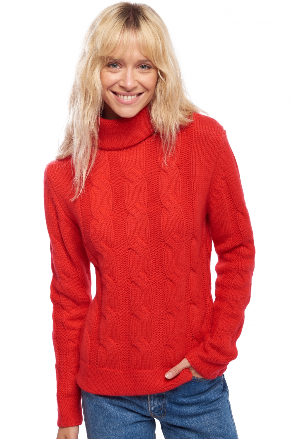 Cachemire pull femme blanche rouge l
