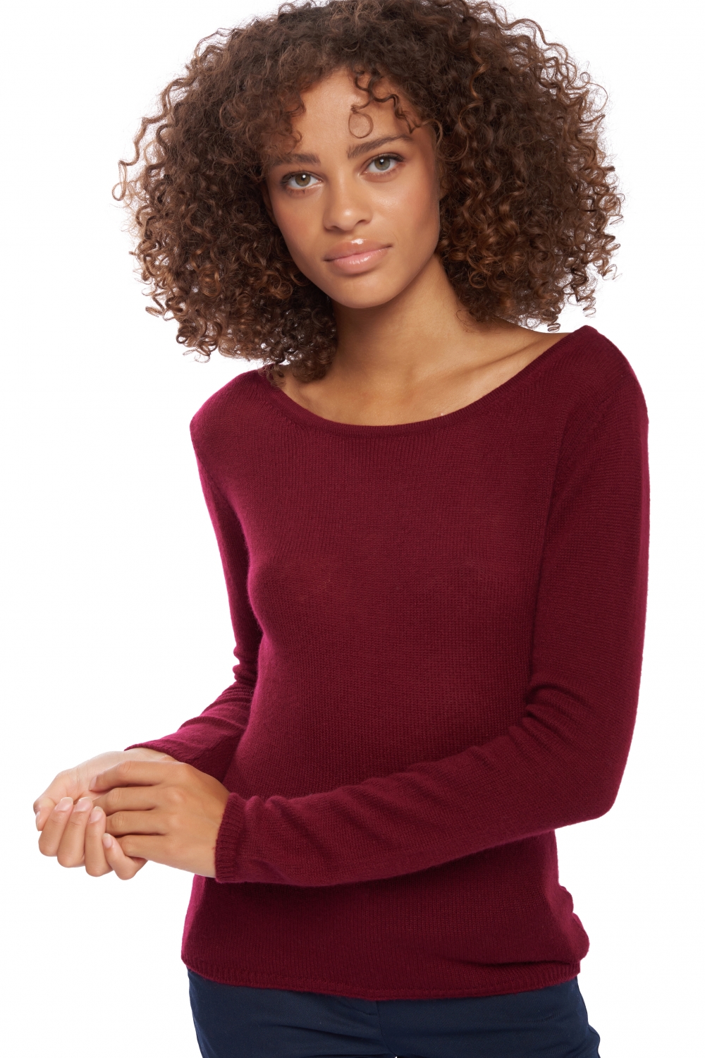 Cachemire pull femme col rond caleen bordeaux 2xl
