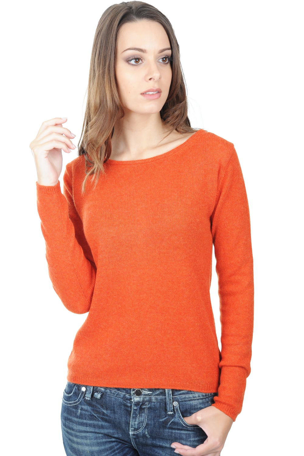 Cachemire pull femme col rond caleen paprika xl