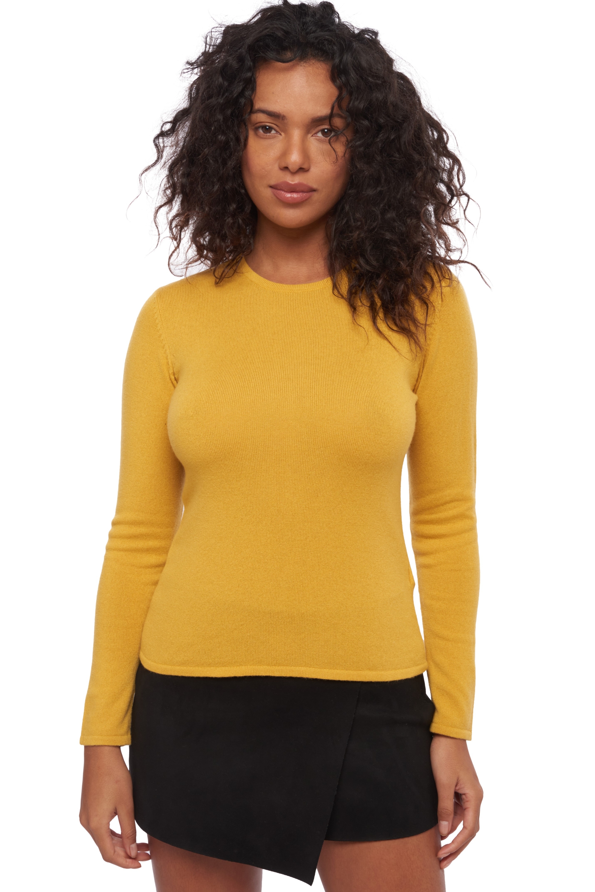 Cachemire pull femme col rond line moutarde 4xl
