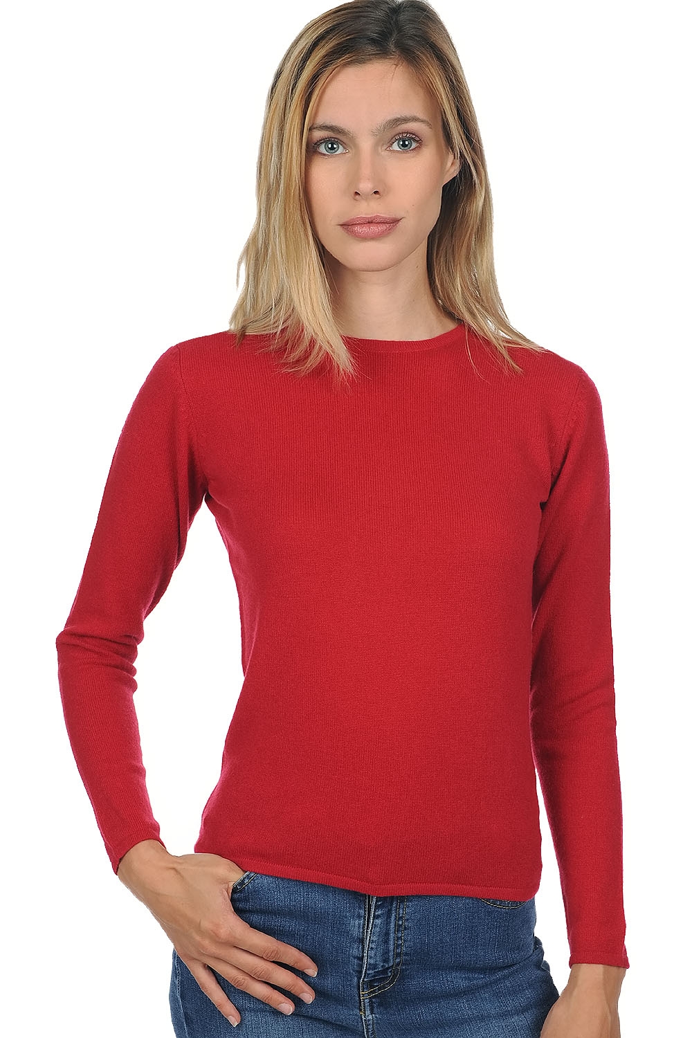 Cachemire pull femme col rond line rouge velours 2xl