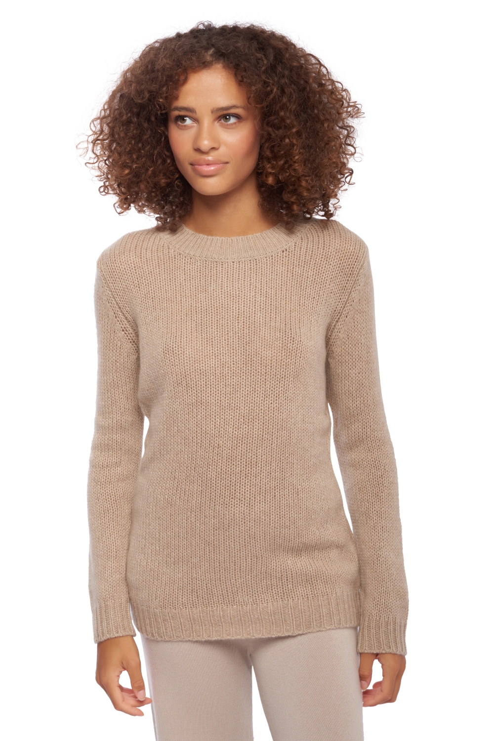 Cachemire pull femme col rond marielle natural brown m