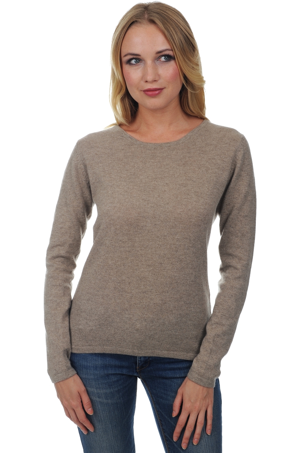 Cachemire pull femme col rond solange natural brown 3xl