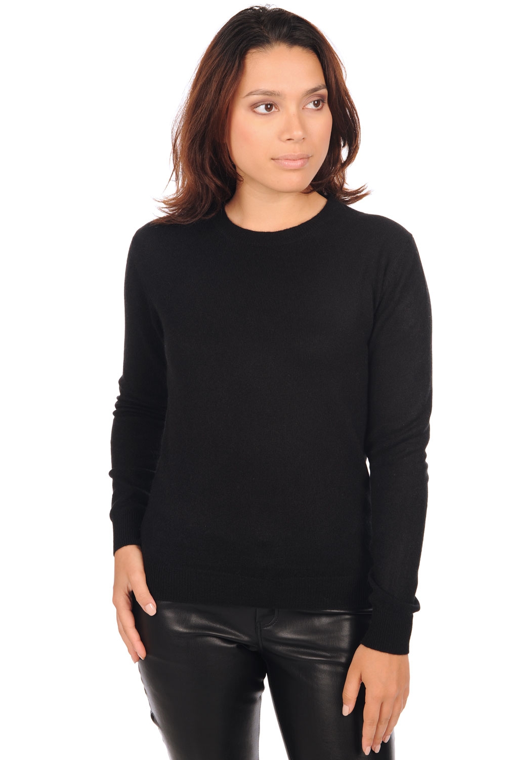 Cachemire pull femme col rond thalia first noir s