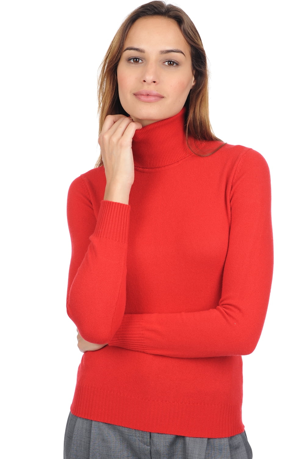 Cachemire pull femme col roule lili premium rouge 2xl