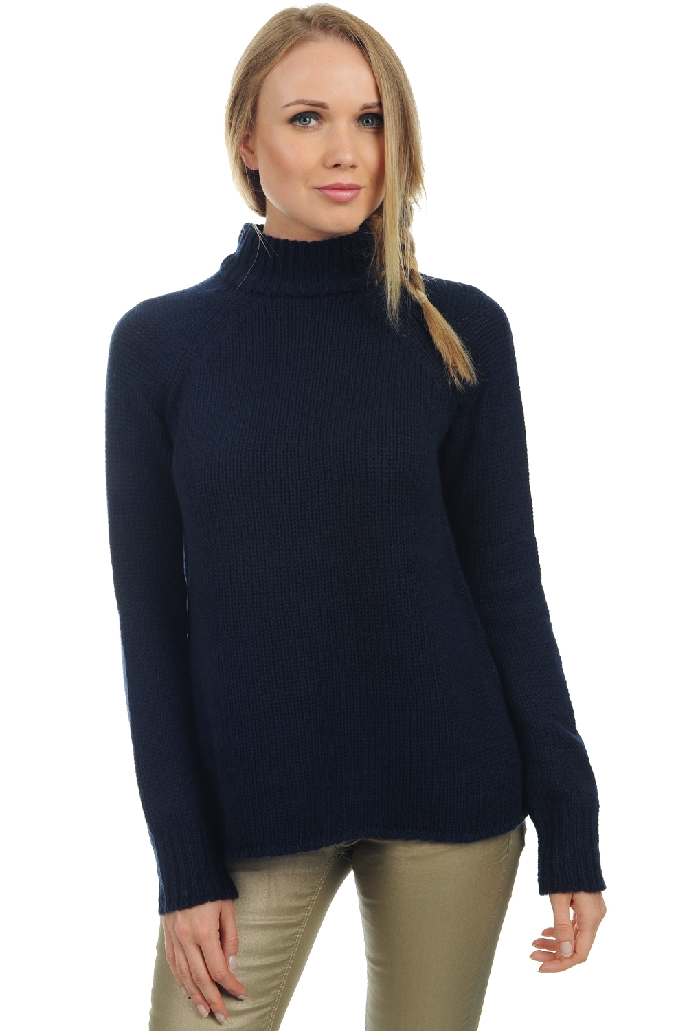 Cachemire pull femme col roule louisa marine fonce l
