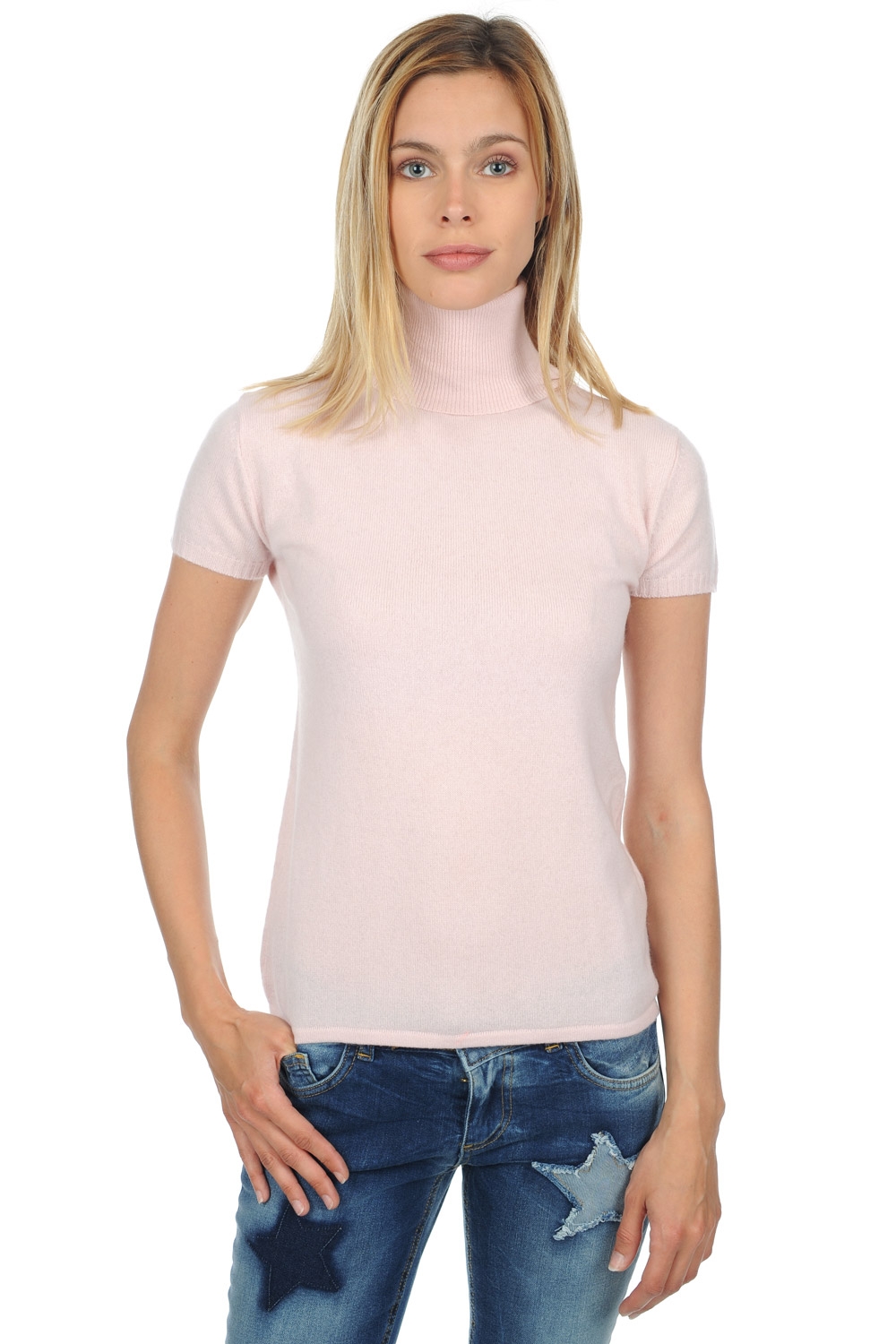 Cachemire pull femme col roule olivia rose pale l