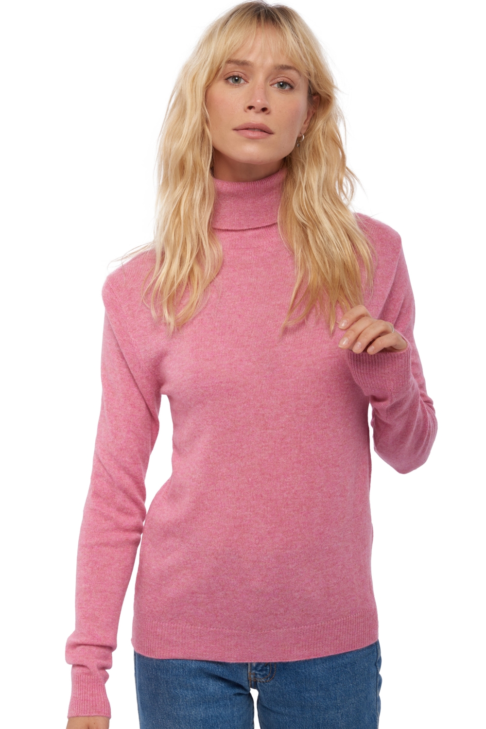 Cachemire pull femme col roule tale first carnation pink s